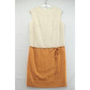 Vintage Sportempos Dress Women's 13/14 Beige Sleeveless Sheath Suburbia Minimal